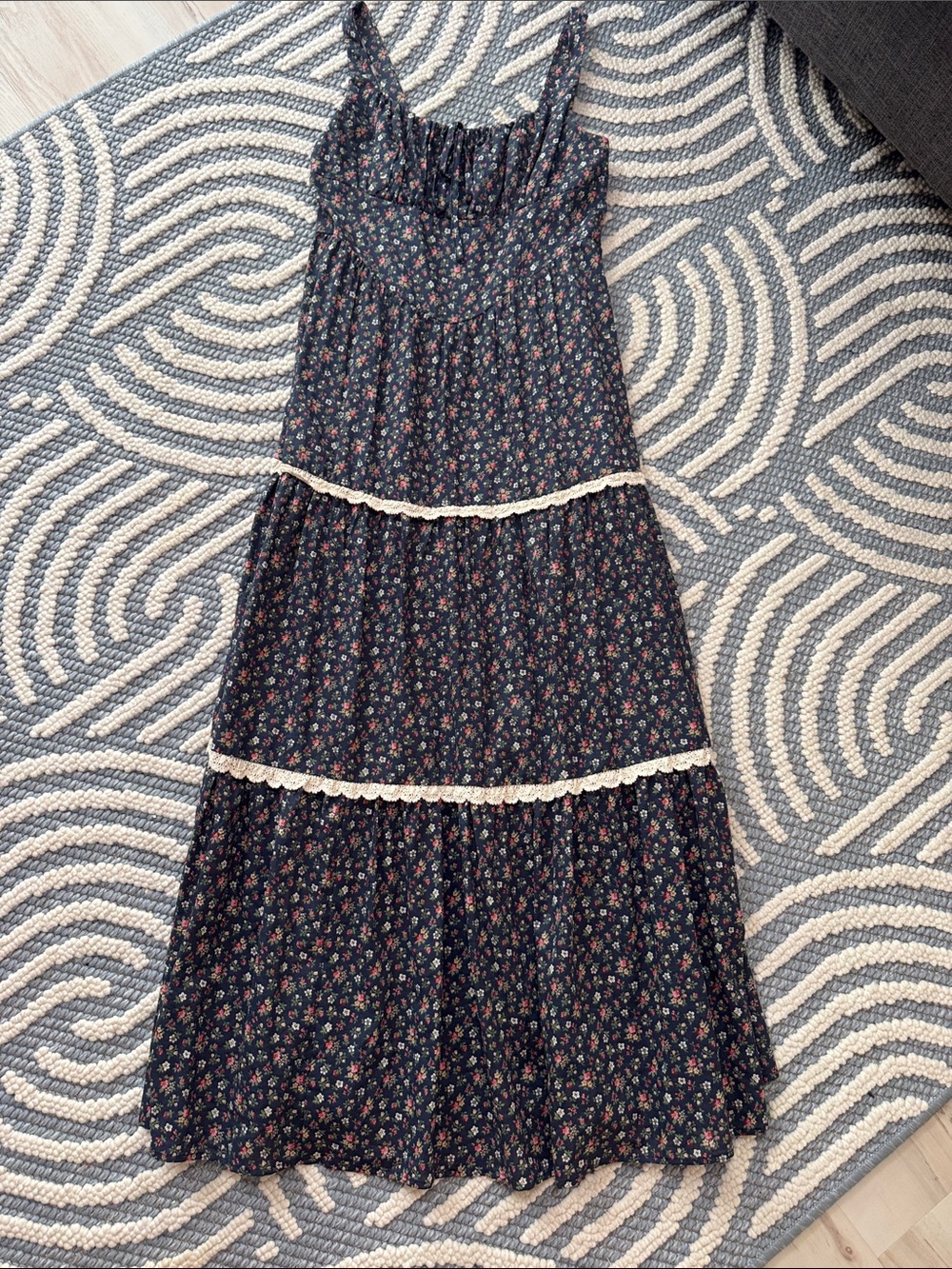 CIDER Floral Cotton Tiered Maxi Dress Cottagecore Prairie Boho Large